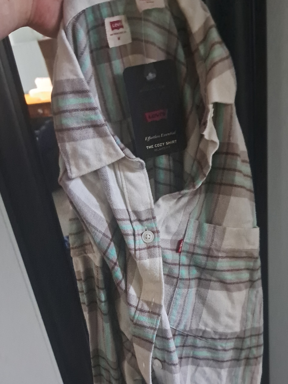 Levi's Plaid Button-Down Shirt in Beige, Green and Brown